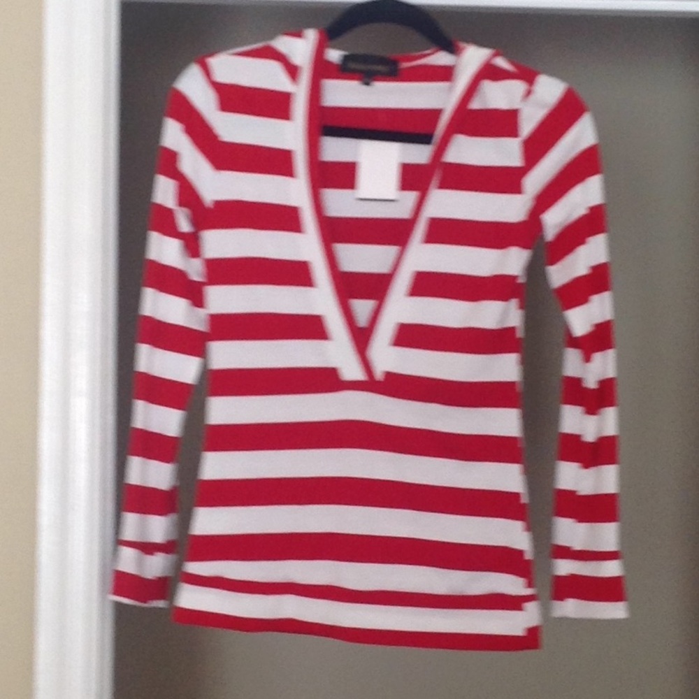 Blouse red and white strip with hood size small